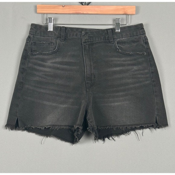 American Eagle Pants - American Eagle Black Distressed Raw Hem Stretch Denim Shorts Womens Size 12